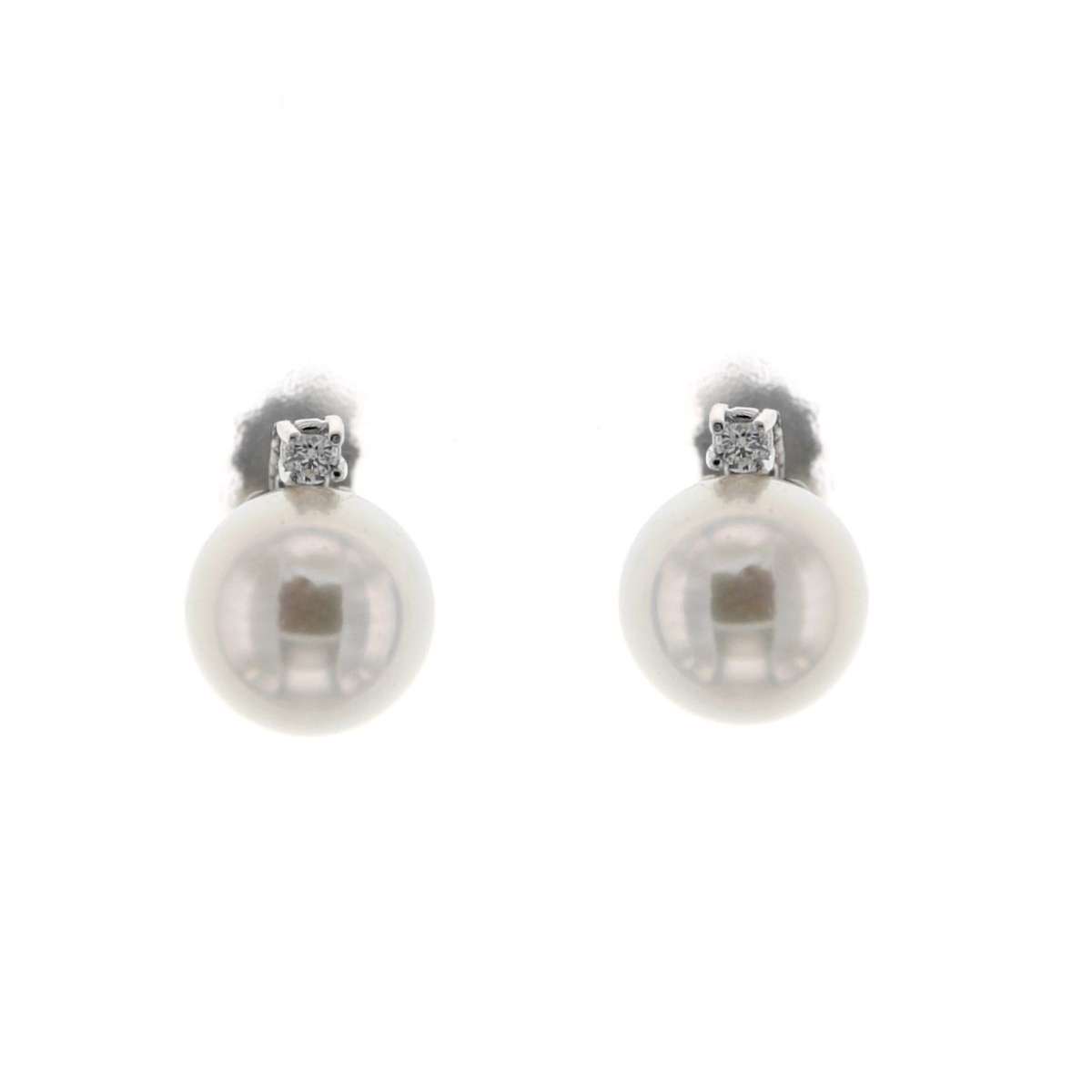 Earrings pearls 8 mm 0.04 carats diamonds G-VS1