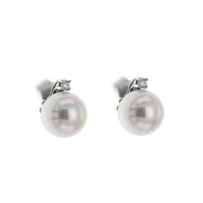 Earrings pearls 8 mm 0.04 carats diamonds G-VS1
