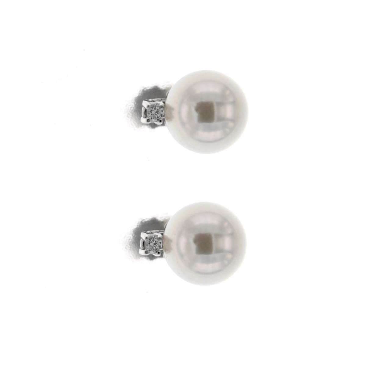 Orecchini con perle mm 8 e diamanti carati 0,04 G-VS1