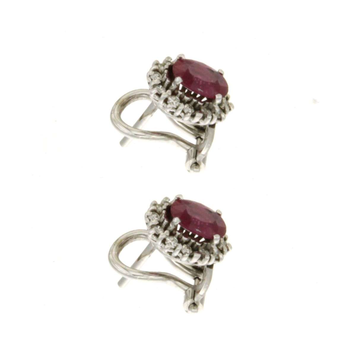 Earrings ruby 1.60 cts. 0.27 carats diamonds G-VS1
