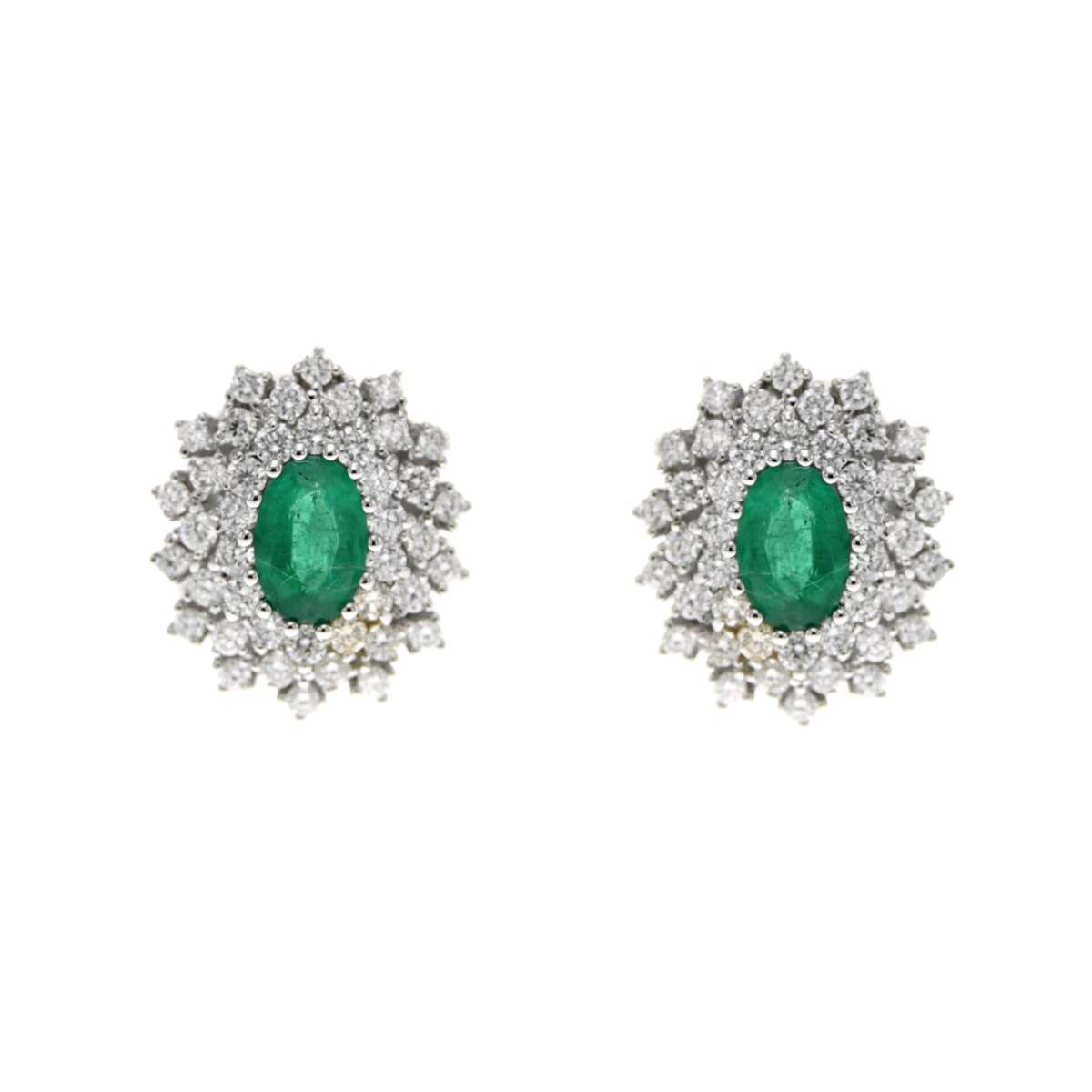 Orecchini con smeraldi ct 0.93 e contorno di diamanti ct 0.90 G-VS1