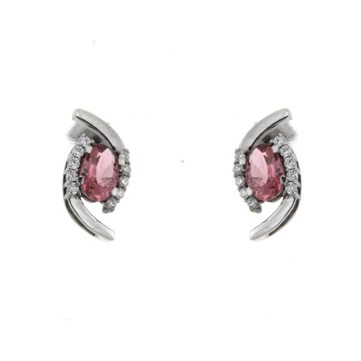 Orecchini con tormaline rosa ct 0,87 e diamanti Ct.0.10 G-VS1