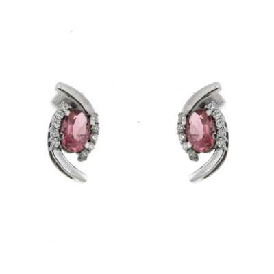 Earrings tourmaline 0.87 cts. 0.10 carats diamonds G-VS1