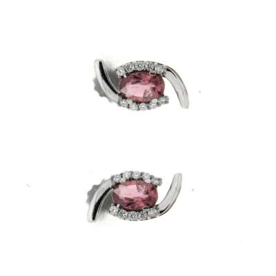 Earrings tourmaline 0.87 cts. 0.10 carats diamonds G-VS1