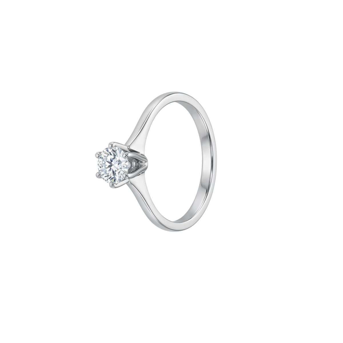 Anello solitario 6 griffe diamante certificato IGI Anversa ct 0.40 H-VVS2