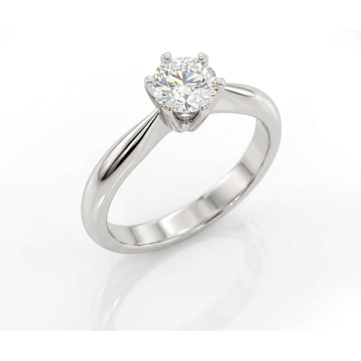 Anello solitario 6 griffe diamante certificato IGI Anversa ct 0.40 F-VSV2