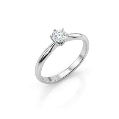 Anello solitario 6 griffe diamante certificato IGI Anversa ct 0.40 F-VSV2