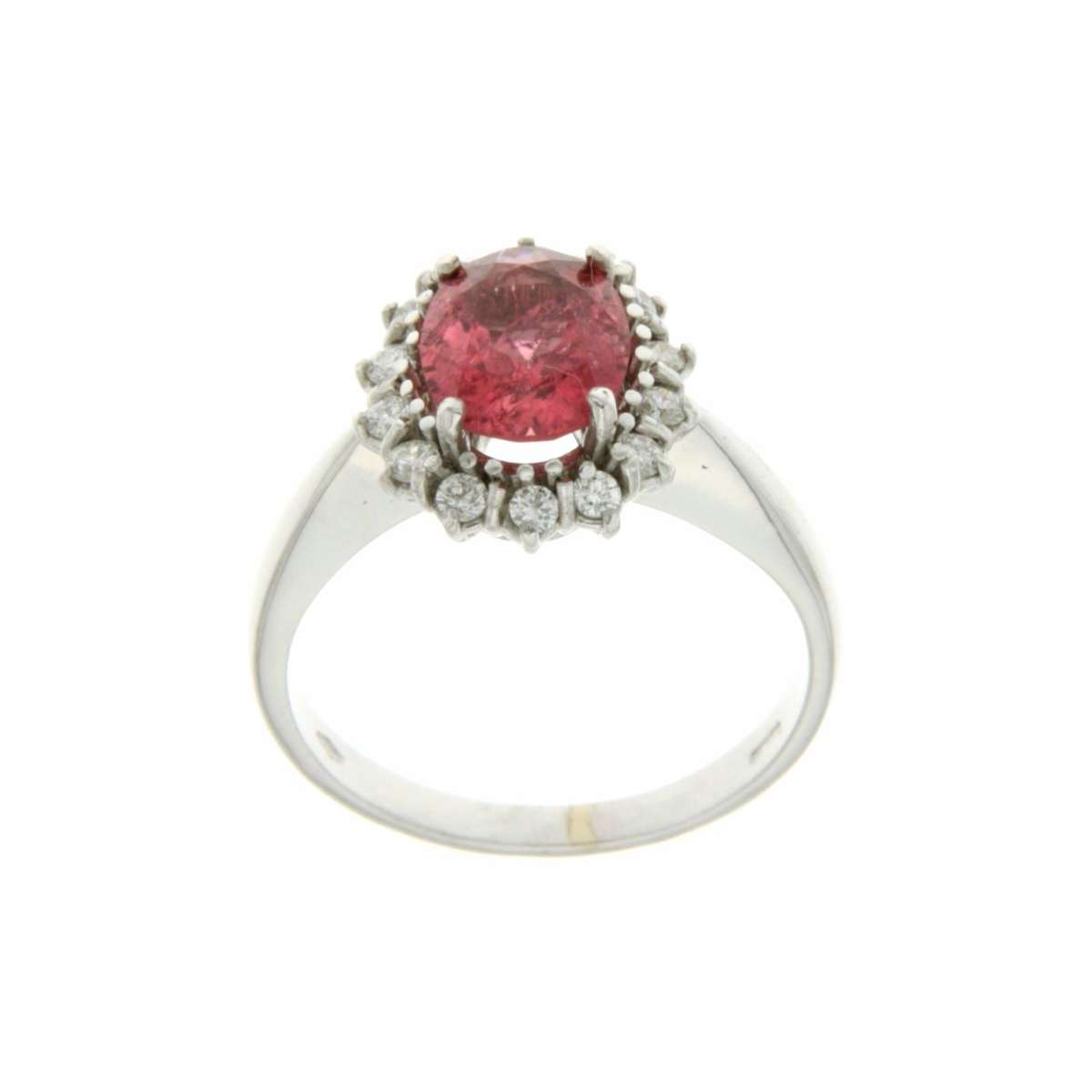 Anello con rubellite carati 1,58 diamanti carati 0.42 G-VS1