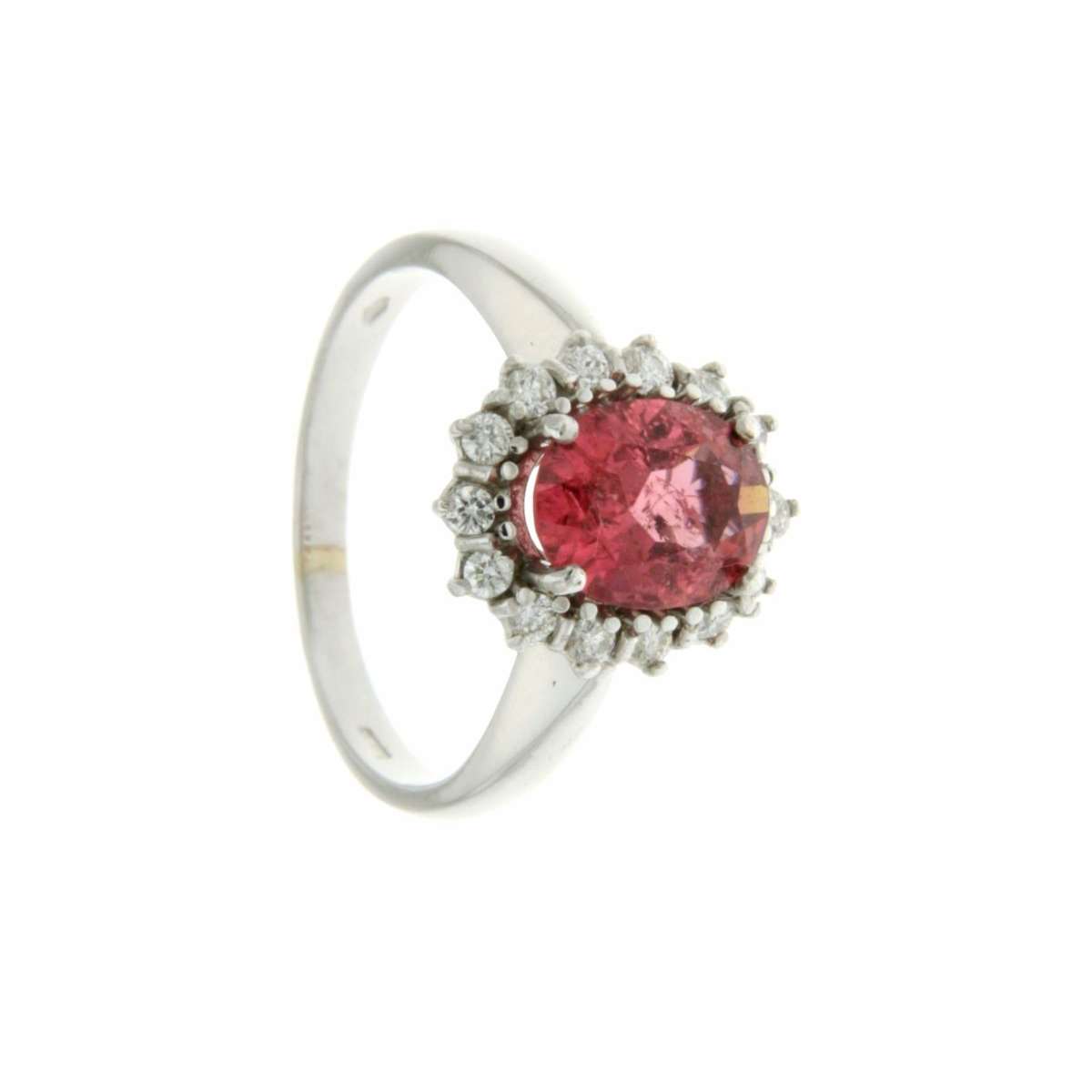 Anello con rubellite carati 1,58 diamanti carati 0.42 G-VS1