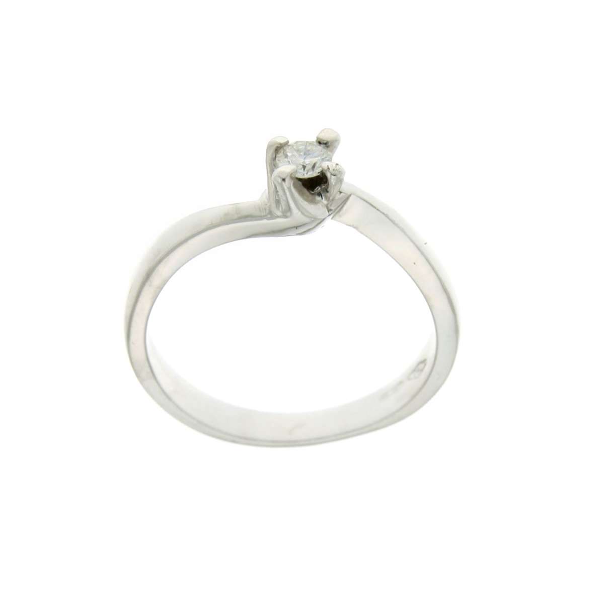 White gold Valentino style Solitaire Ring 0.15 carats diamonds G-VS1