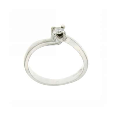 White gold Valentino style Solitaire Ring 0.15 carats diamonds G-VS1