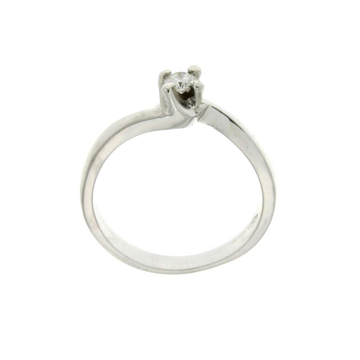 White gold Valentino style Solitaire Ring 0.15 carats diamonds G-VS1