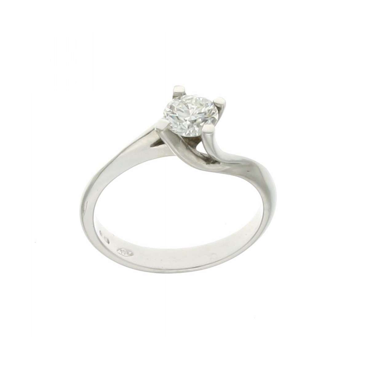 Anello solitario Valentino diamante certificato HRD Antwerp carati 0,60 Colore G Purezza VS2