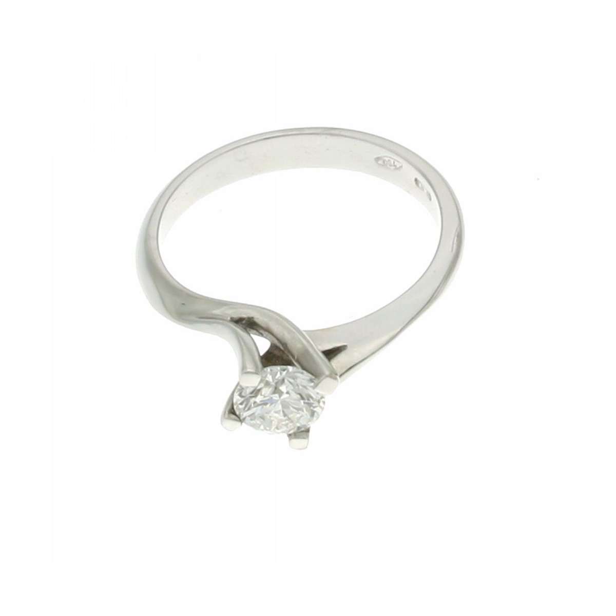 White gold solitaire diamond ring HRD certificate Antwerp carats 0.60 G color VS2 clarity