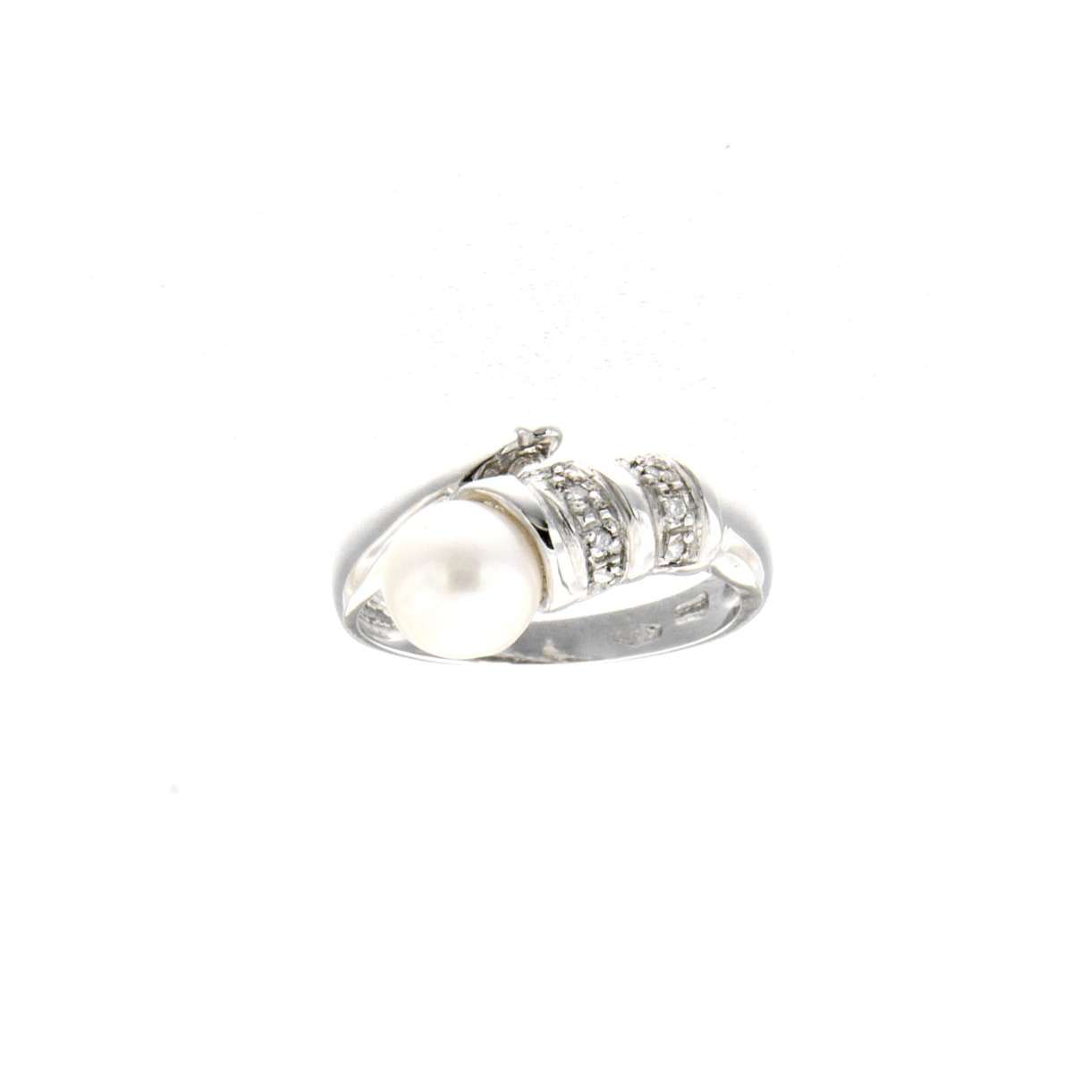 Anello perla mm 7 con diamanti carati 0,04 Colore G Purezza VS1