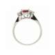 White gold ring ruby 1.33 cts. 0.10 carats diamonds G-VS1