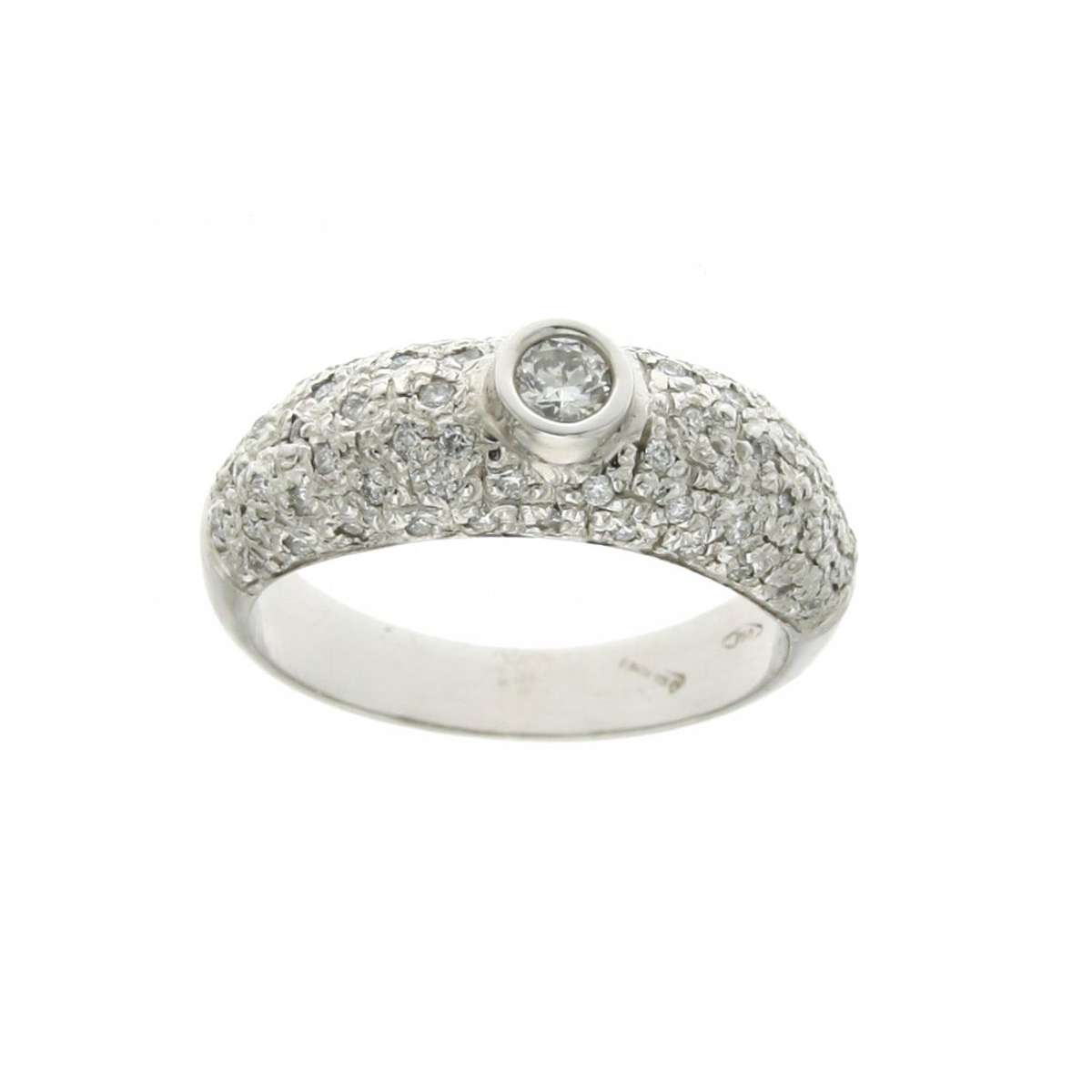 White gold solitaire ring with pave diamonds 0.47 carats G Color - VS1 Clarity