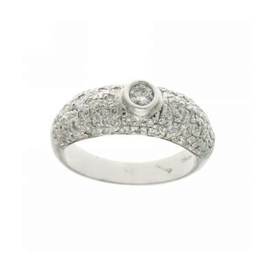 White gold solitaire ring with pave diamonds 0.47 carats G Color - VS1 Clarity