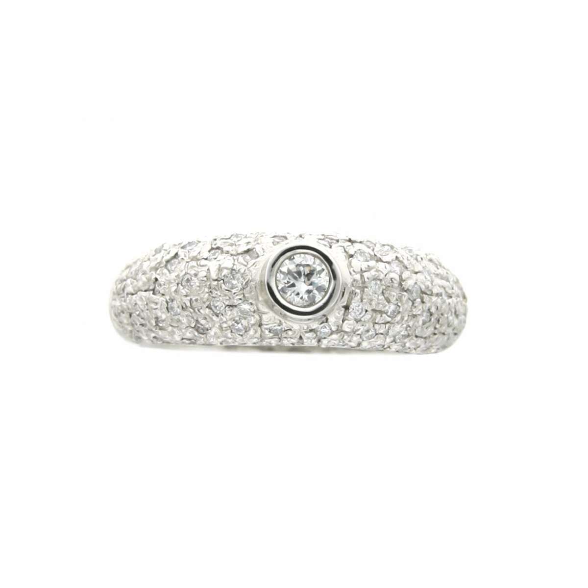 White gold solitaire ring with pave diamonds 0.47 carats G Color - VS1 Clarity