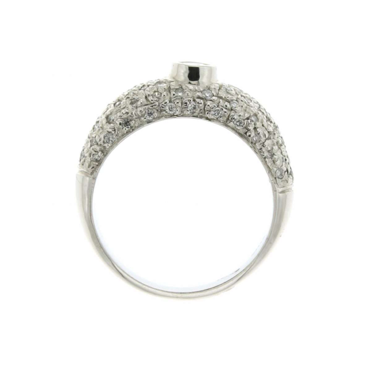 White gold solitaire ring with pave diamonds 0.47 carats G Color - VS1 Clarity