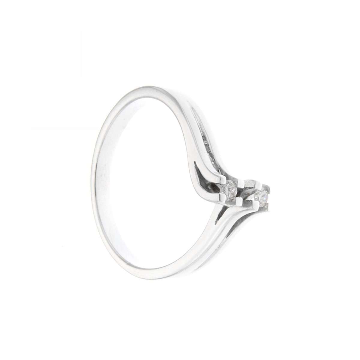 Anello contrarie oro bianco diamanti carati 0,08 G-VS1