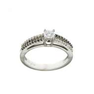 Anello solitario oro bianco diamanti bianchi F-VS1 diamanti neri prima scelta complessiva caratura 0,53 Anello solitario oro bianco diamanti bianchi F-VS1 diamanti neri prima scelta complessiva caratura 0,53