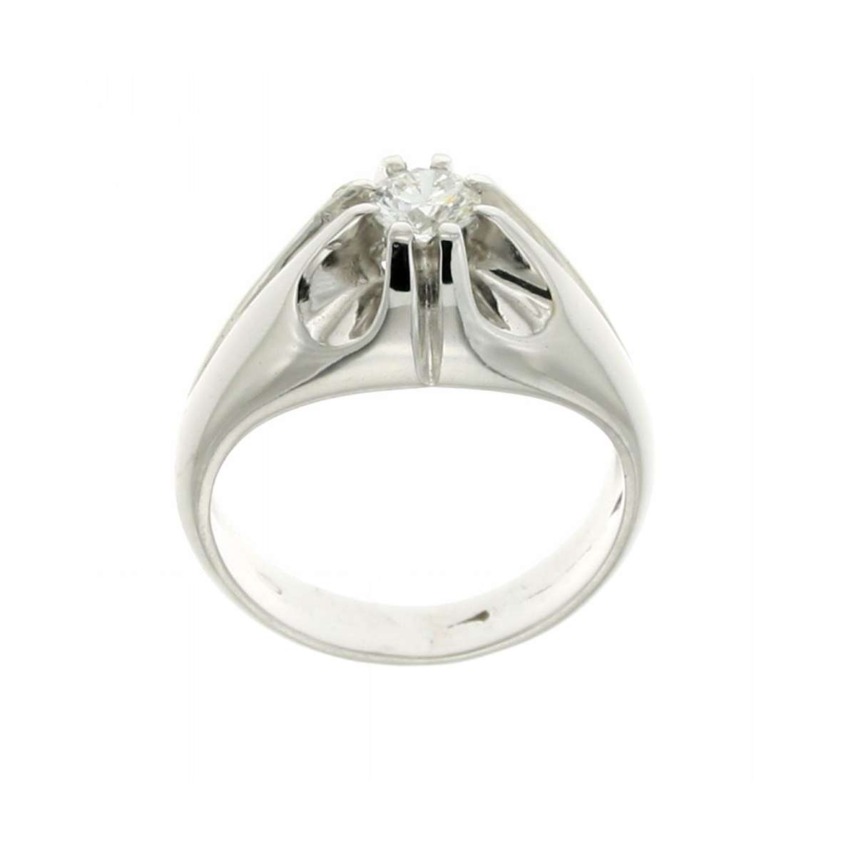 White gold solitaire ring for men 0.40 carats G-VS1