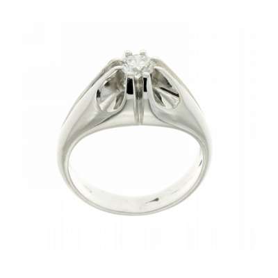 White gold solitaire ring for men 0.40 carats G-VS1