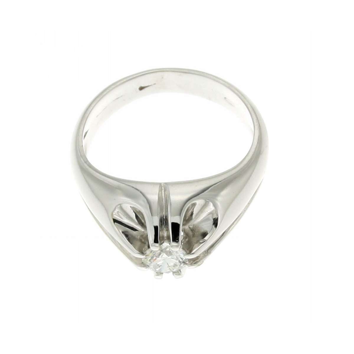 White gold solitaire ring for men 0.40 carats G-VS1