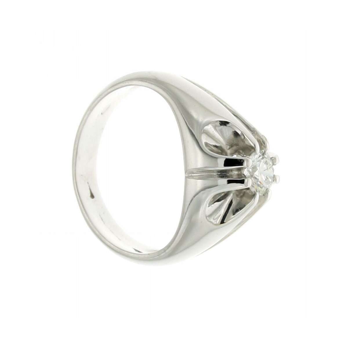 White gold solitaire ring for men 0.40 carats G-VS1