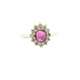 Ring oval gold 18-kt and garnet red ct. 1.30 and diamonds brown ct 0.36