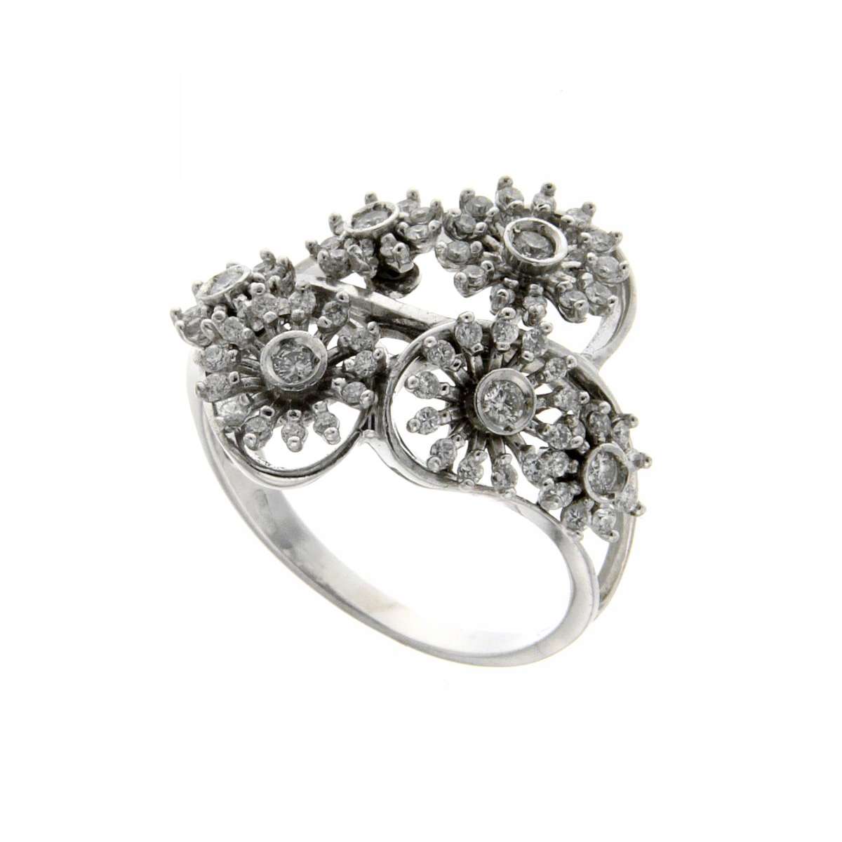 Flower fancy Ring white gold 0.49 carats diamonds