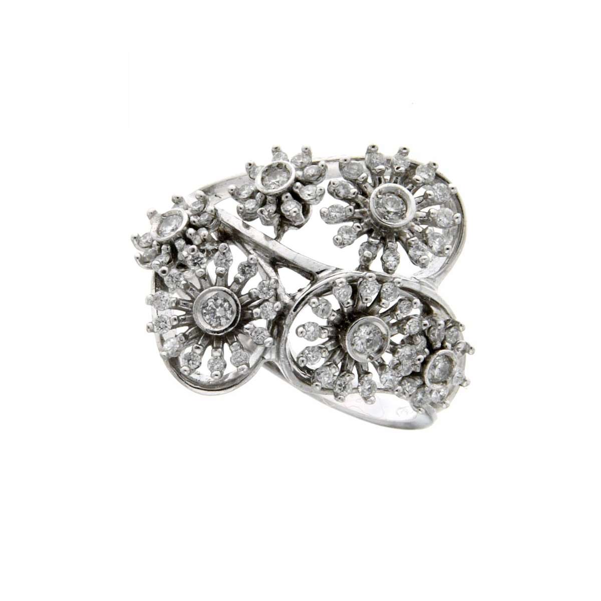 Flower fancy Ring white gold 0.49 carats diamonds