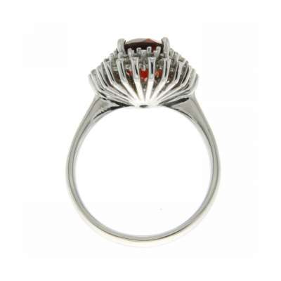 White gold ring citrine quartz 2.16 cts. 0.43 carats double row diamonds G-VS1