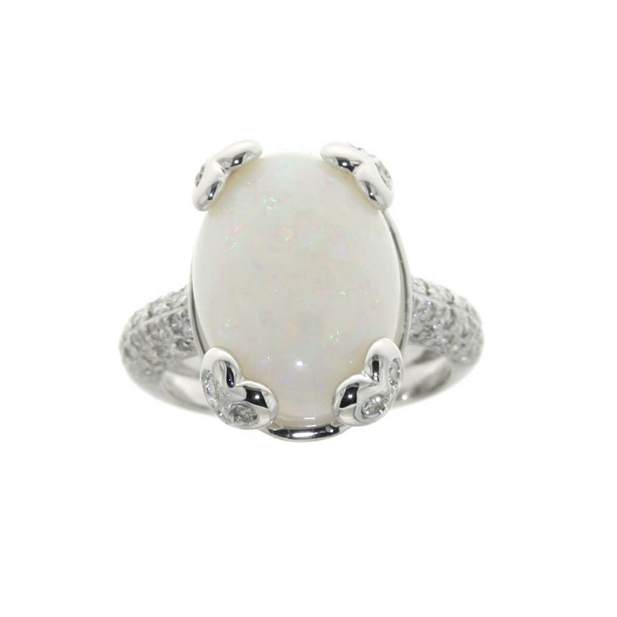 Anello con opale carati 6,50 diamanti ct 0,80 G-VS1