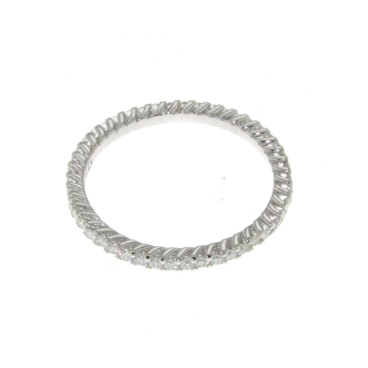 White gold full diamond eternity ring with obliquely-set claws 0.69 carats diamonds G-VVS1