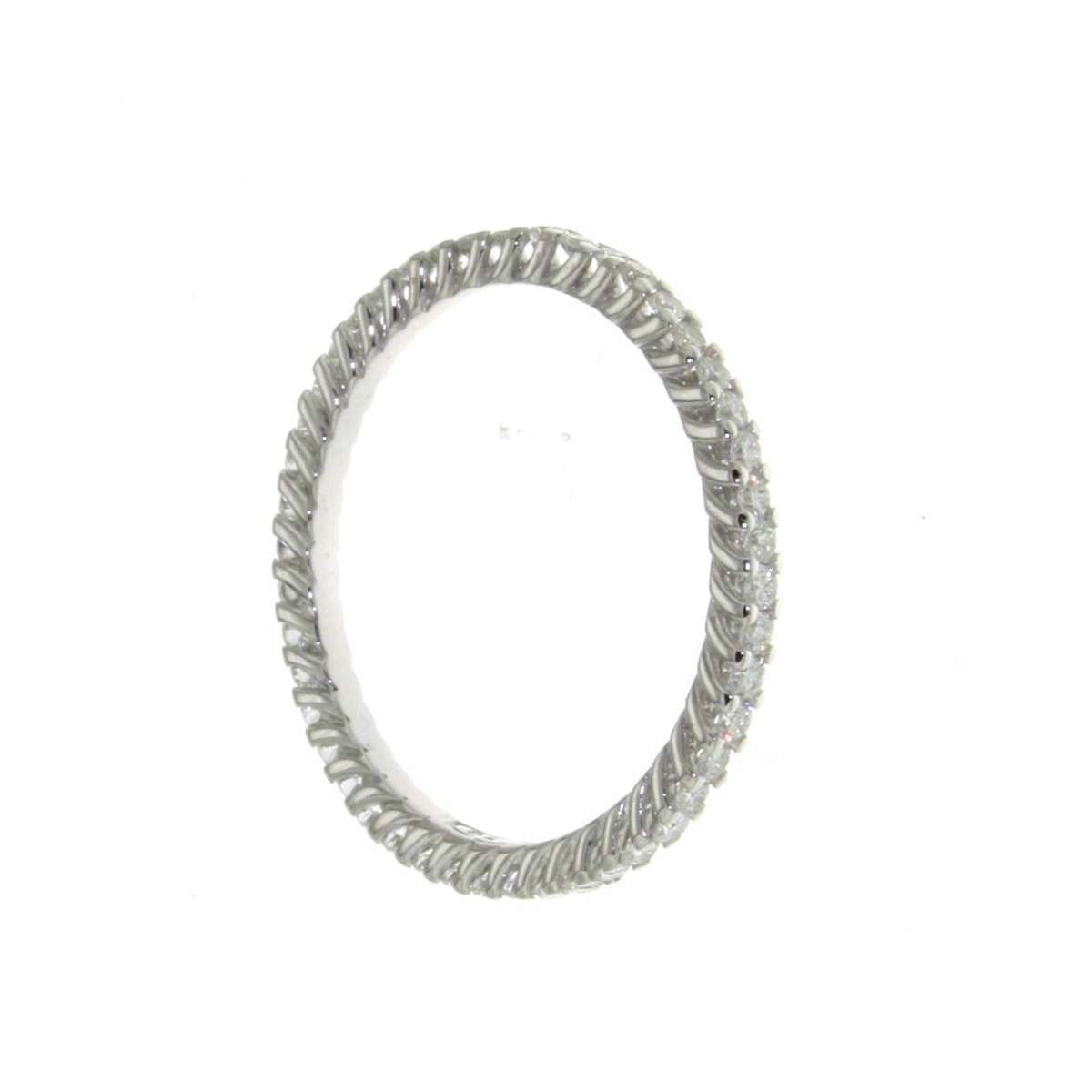 White gold full diamond eternity ring with obliquely-set claws 0.69 carats diamonds G-VVS1