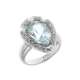 White gold ring with teardrop aquamarine 5.15 cts. surrounded by pave diamonds 0.32 carats G-VVS1