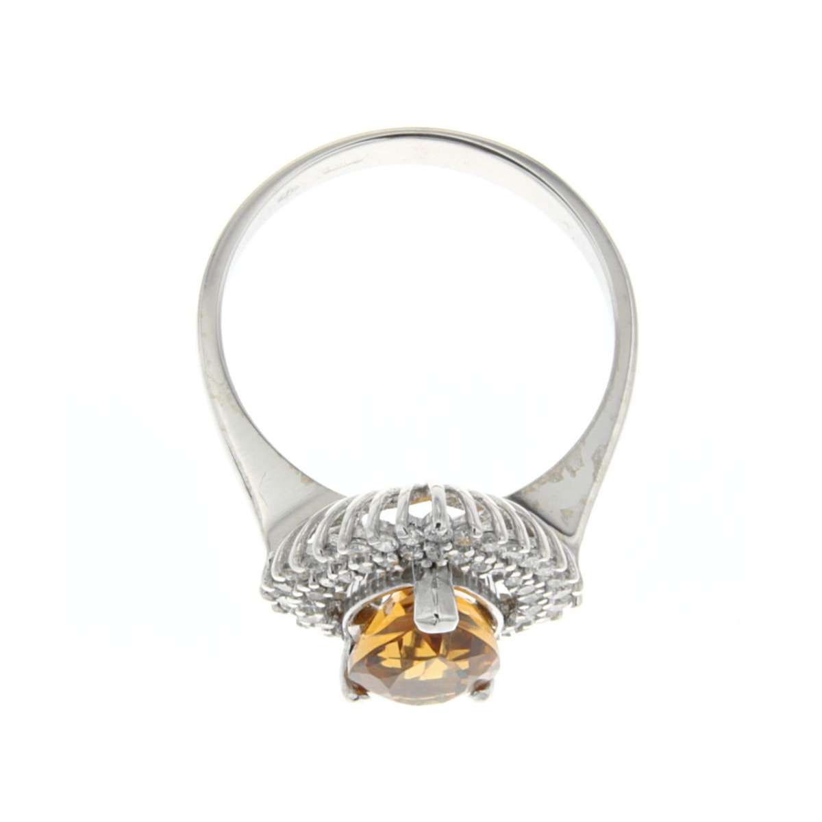 Yellow topaz ring with 0.45 carat diamonds g-vvs2