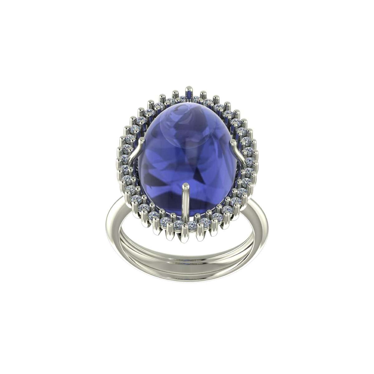 Anello con tanzanite carati 11,20 e diamanti ct 0,32 G-VS1