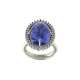 Anello con tanzanite carati 11,20 e diamanti ct 0,32 G-VS1