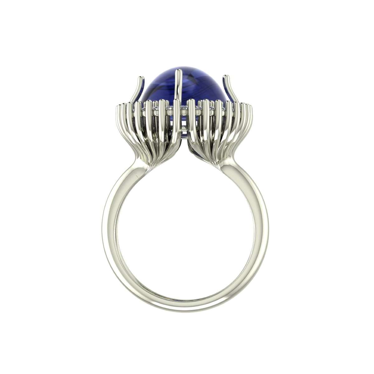 Ring with tanzanite 11.20 cts. and 0.32 carats diamonds G-VS1