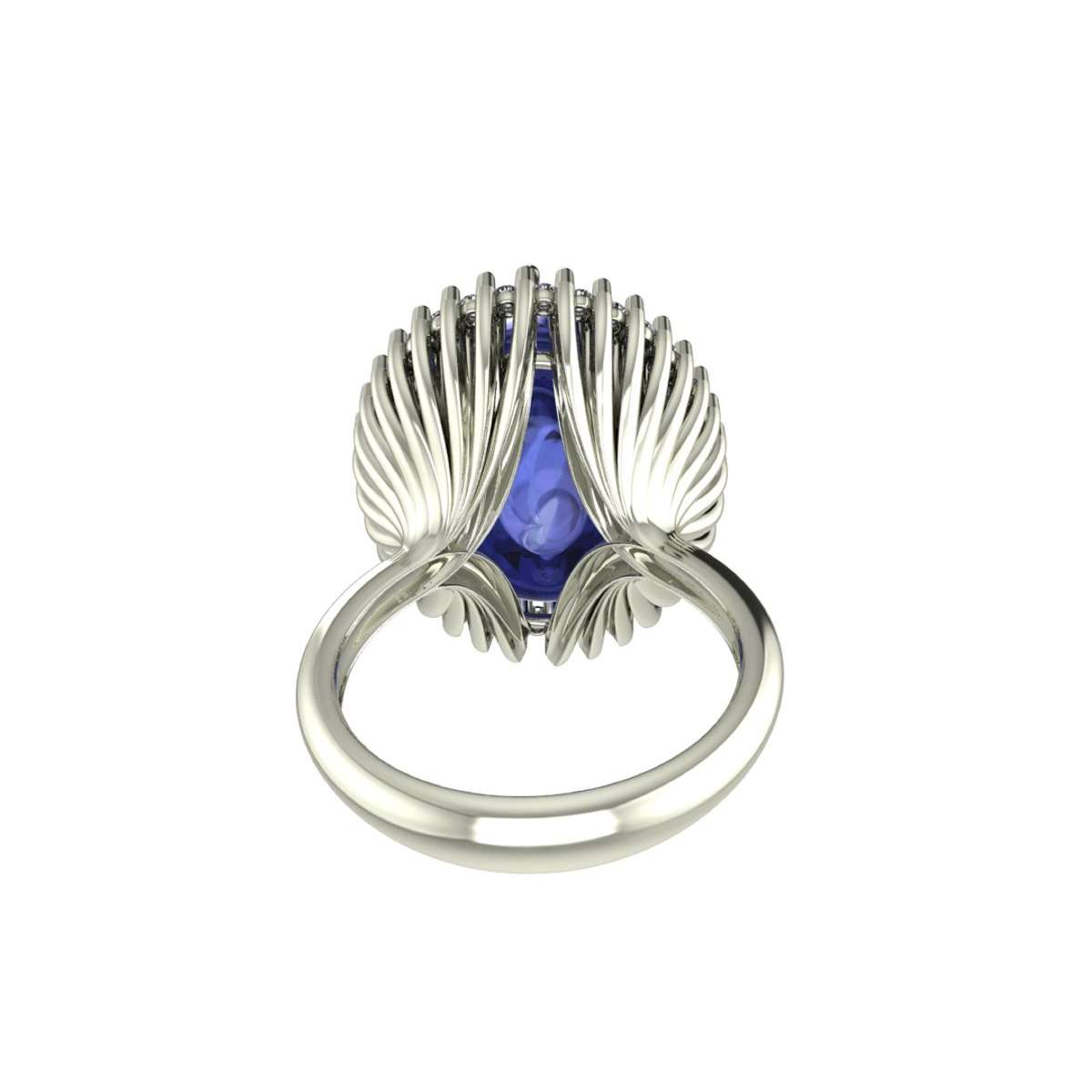 Ring with tanzanite 11.20 cts. and 0.32 carats diamonds G-VS1