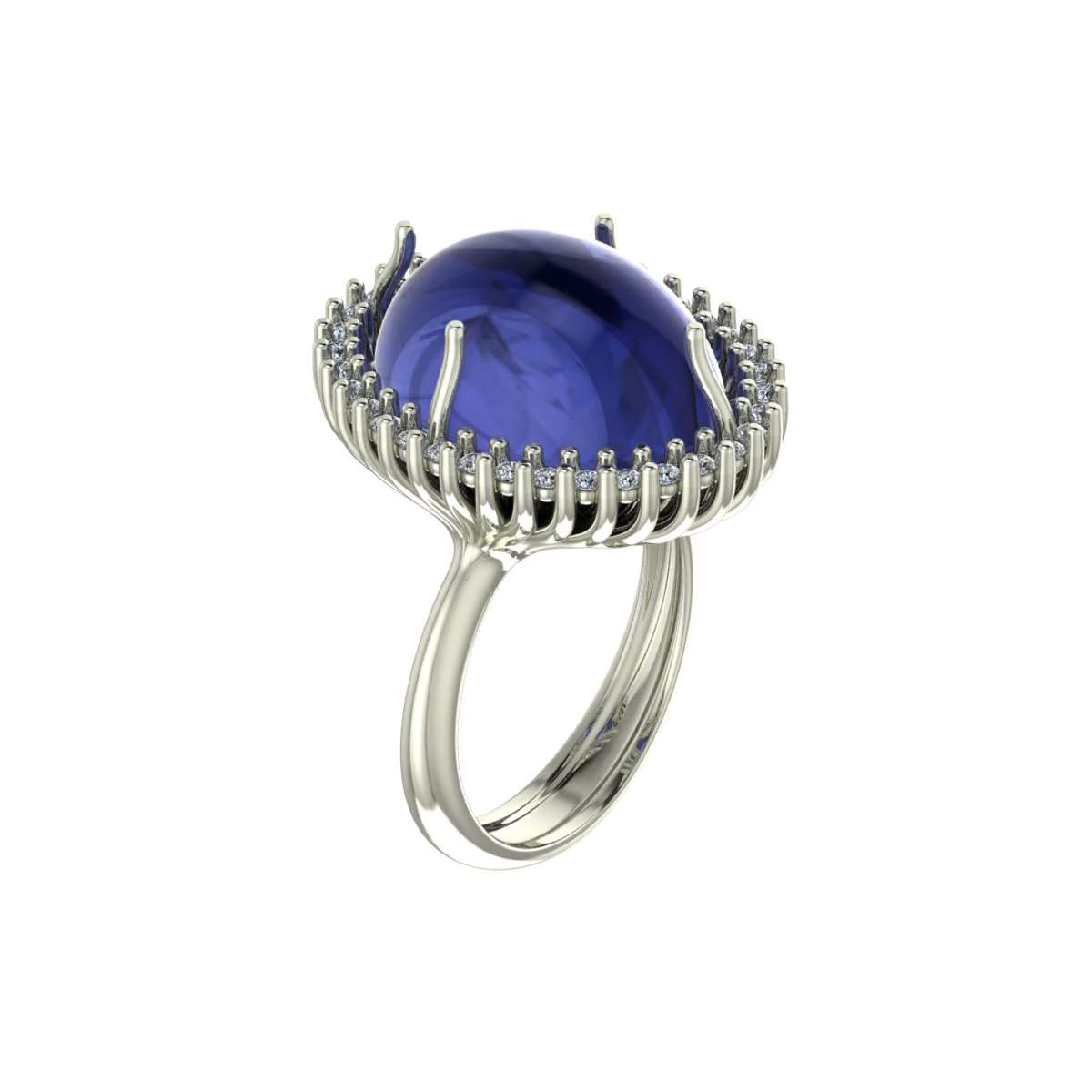 Ring with tanzanite 11.20 cts. and 0.32 carats diamonds G-VS1