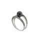 Anello con perla nera mm 6,5-7 e diamanti ct 0,15 G-VS1