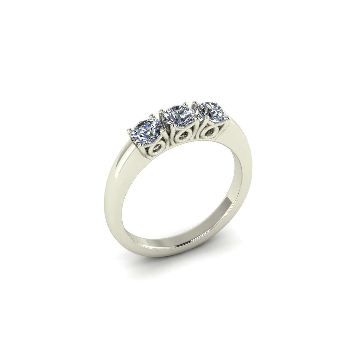 Trilogy ring made of white gold with GIA carat 0,90 D-IF certified diamonds