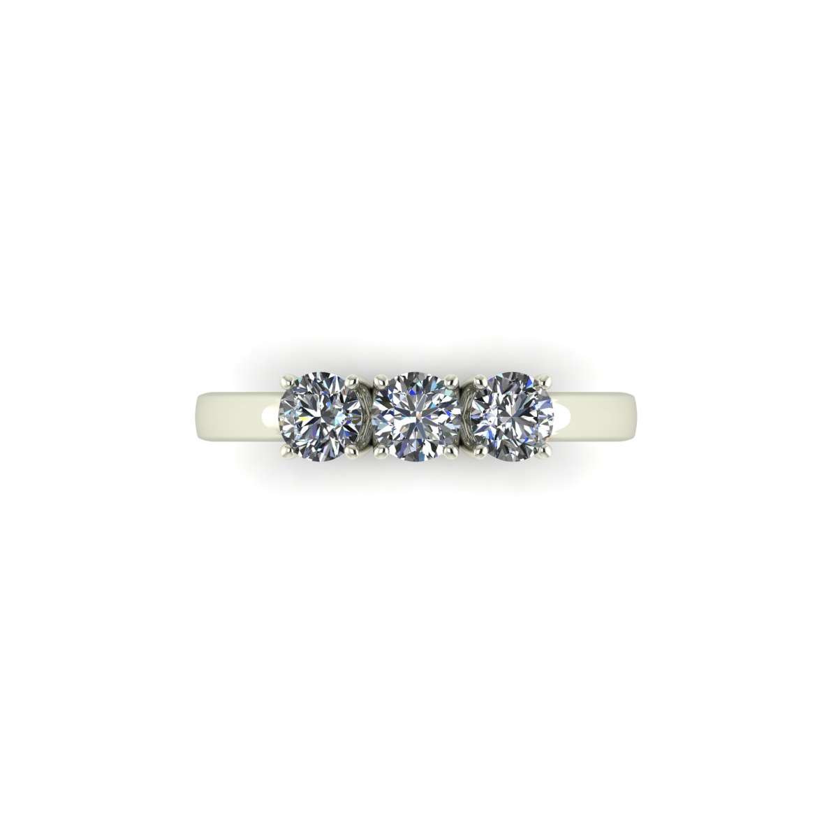 Trilogy ring made of white gold with GIA carat 0,90 D-IF certified diamonds