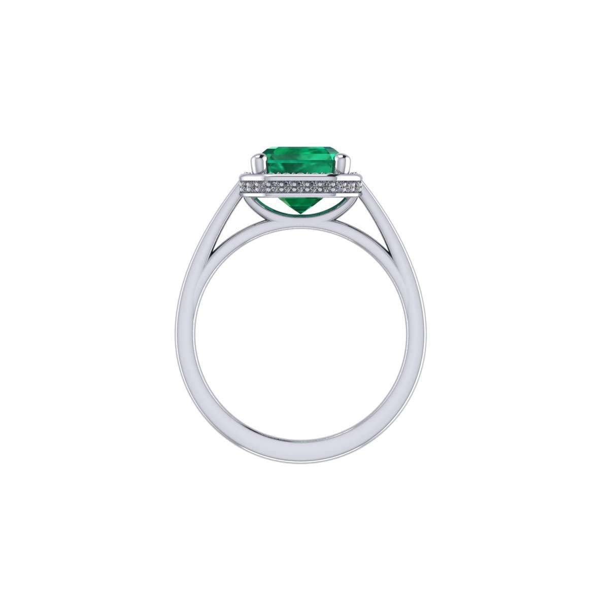 White gold ring emerald 2 cts. 0.12 carats diamonds G-VVS1