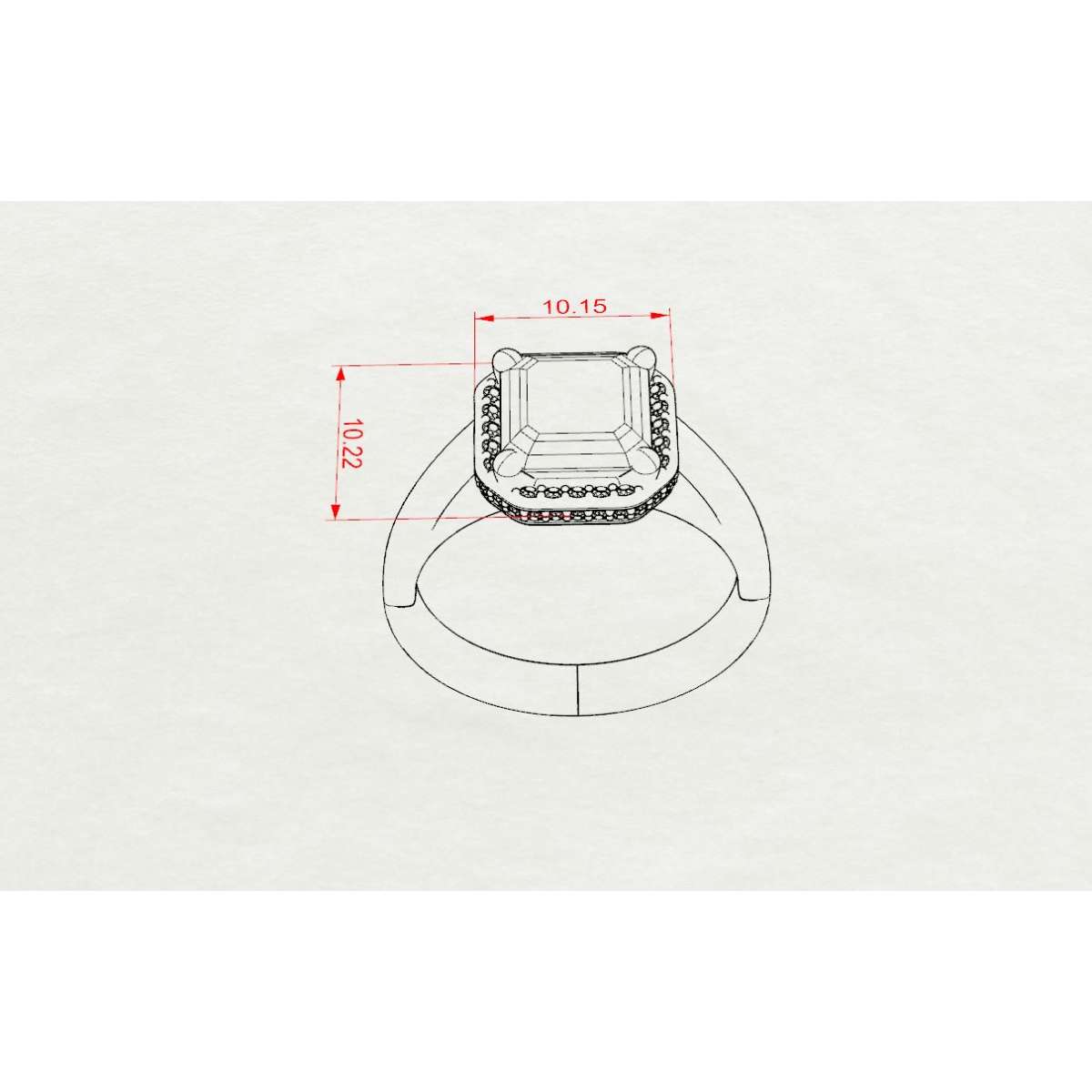 White gold ring emerald 2 cts. 0.12 carats diamonds G-VVS1