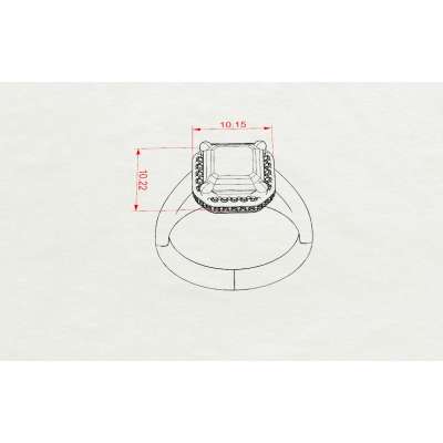 White gold ring emerald 2 cts. 0.12 carats diamonds G-VVS1
